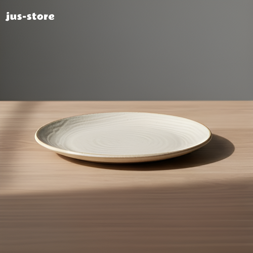 Set of 6 vintage ceramic underglaze plates displayed on table