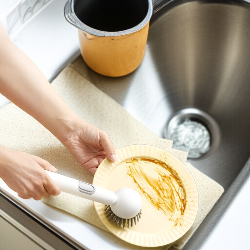 주방 액체 냄비 브러쉬 긴 손잡이 회전 브러쉬 집안 청소 브러쉬 와이어 볼 대체품