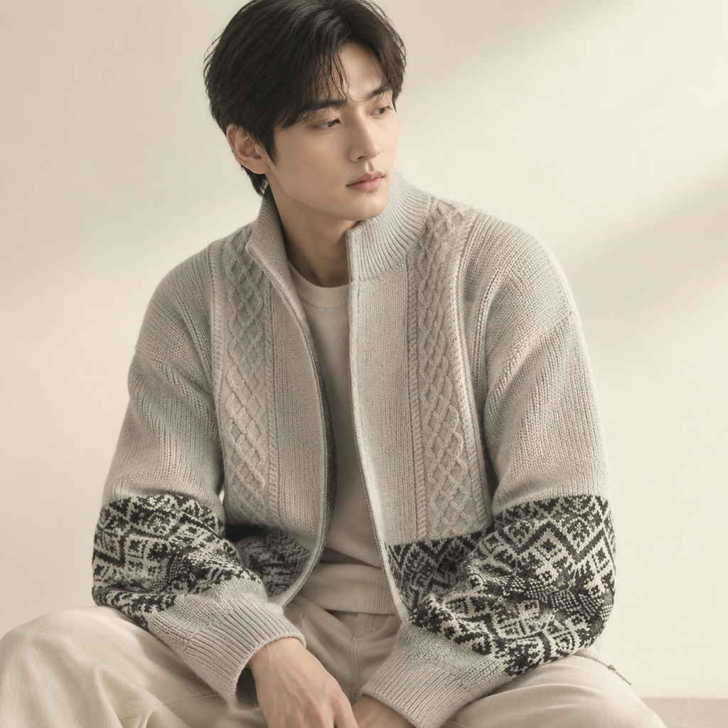 봄·가을·겨울 신규 복고풍 니트 외투 남성 의류