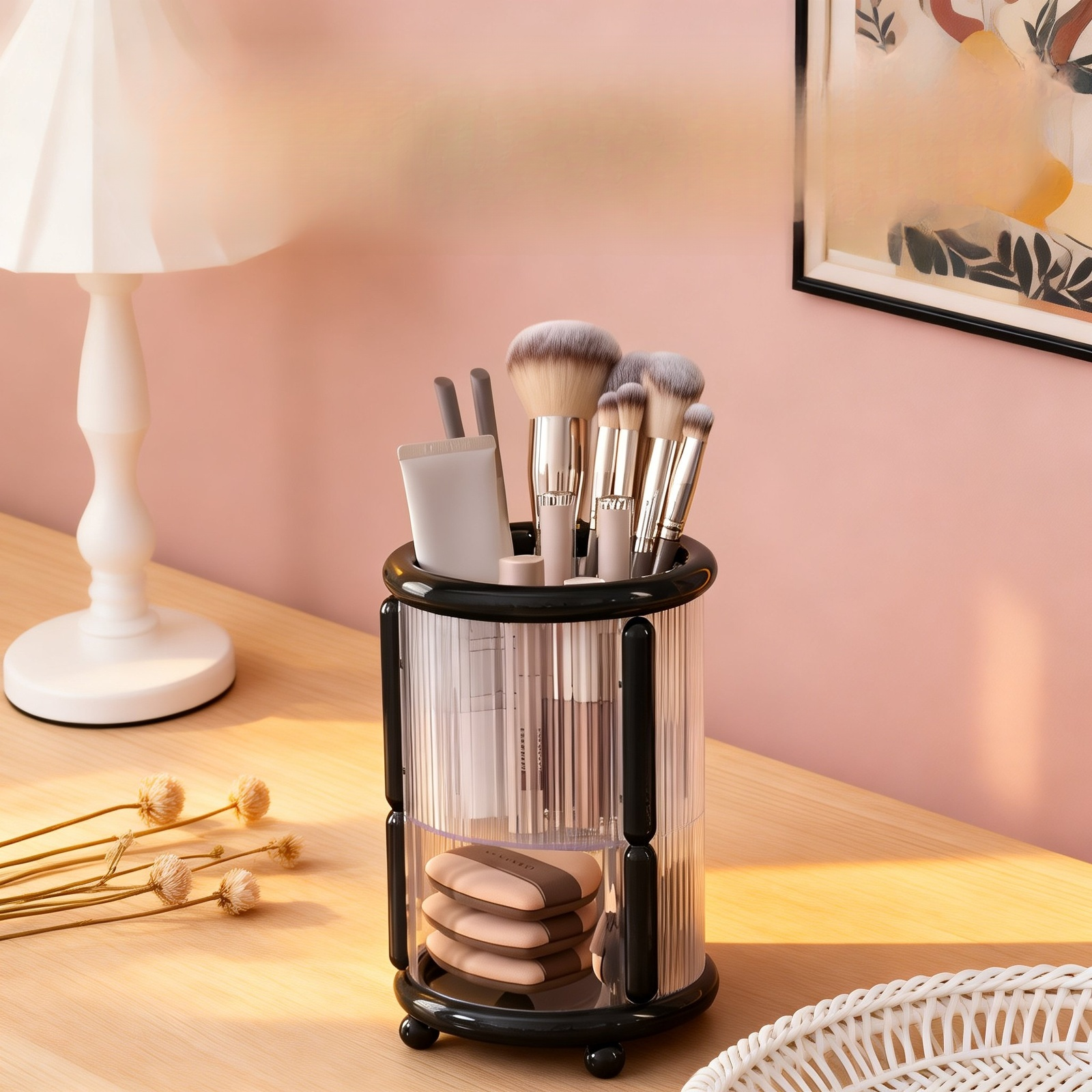 Multifunktionale Schminkpinsel-, Lippenstift- und Augenbrauenstift-Box