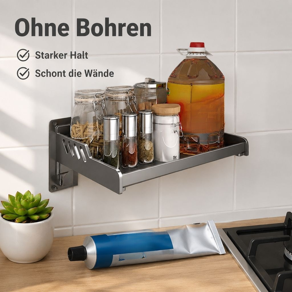 Hängendes Küchenregal für Gewürze – Bohrenfreie Montage