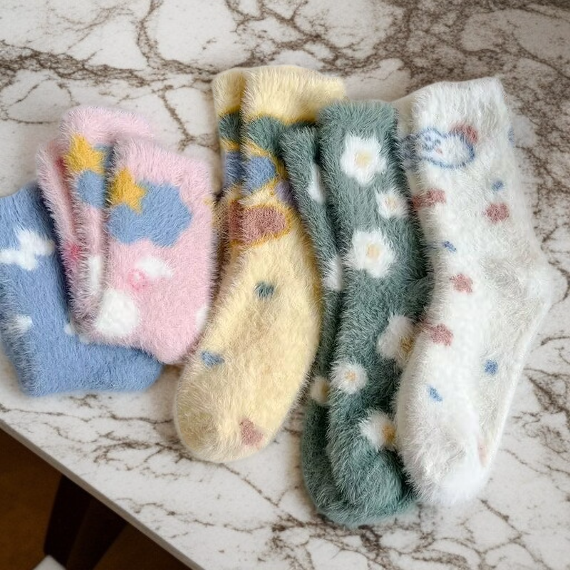 水貂絨保暖軟暖腳襪中筒防臭襪