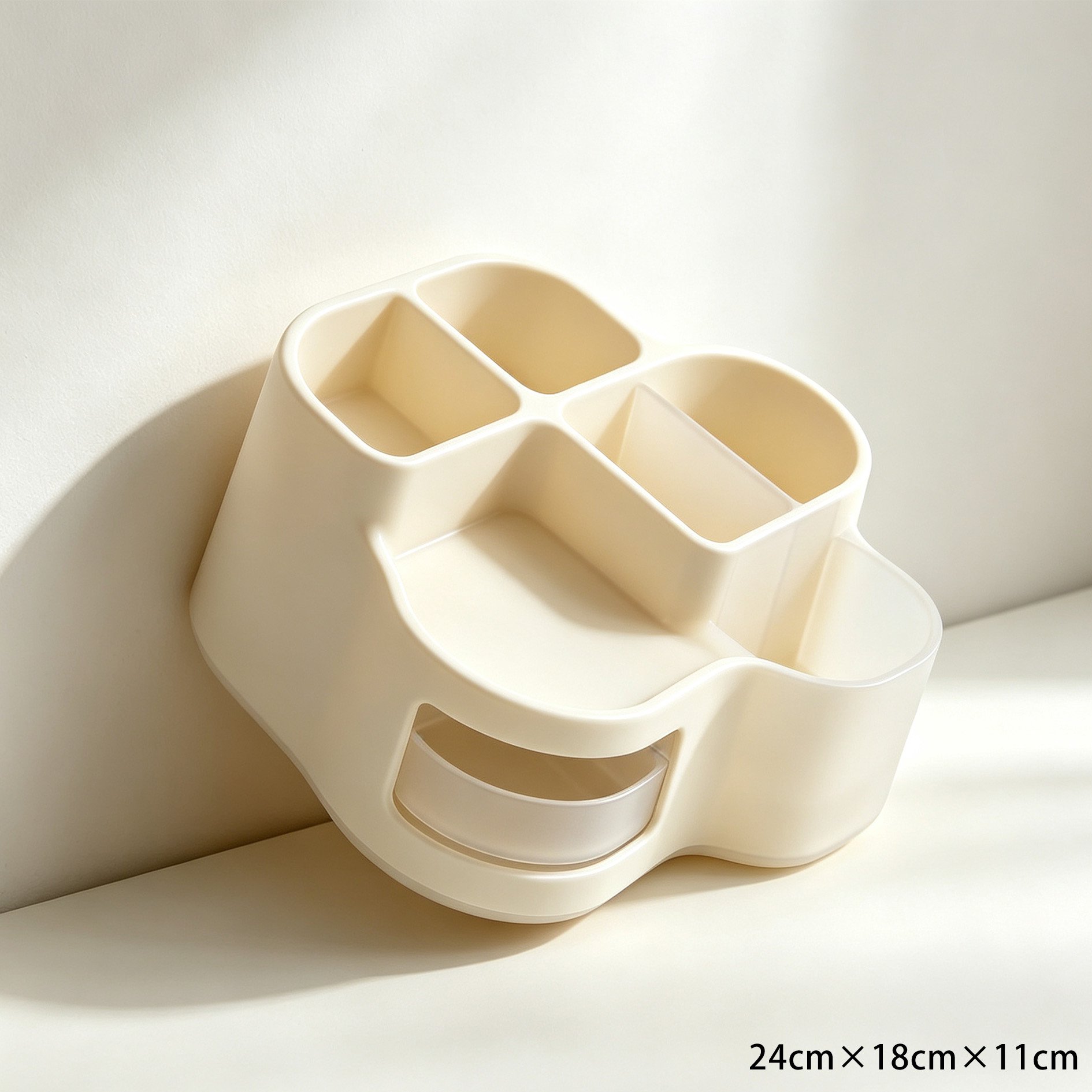 Multi-section cloud desktop storage box with makeup items