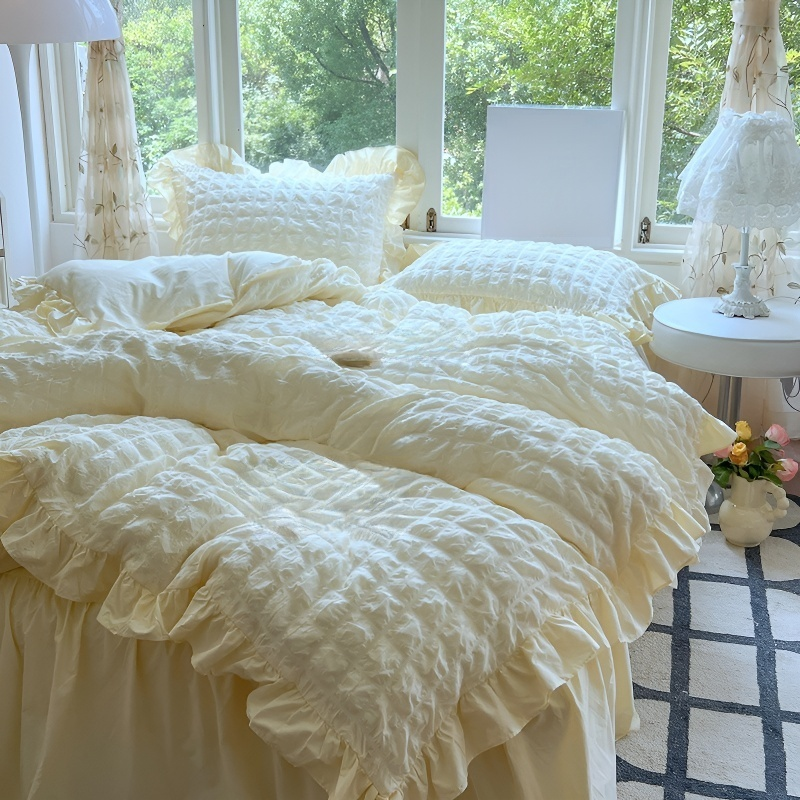 水洗棉泡泡紗提花床裙四件套