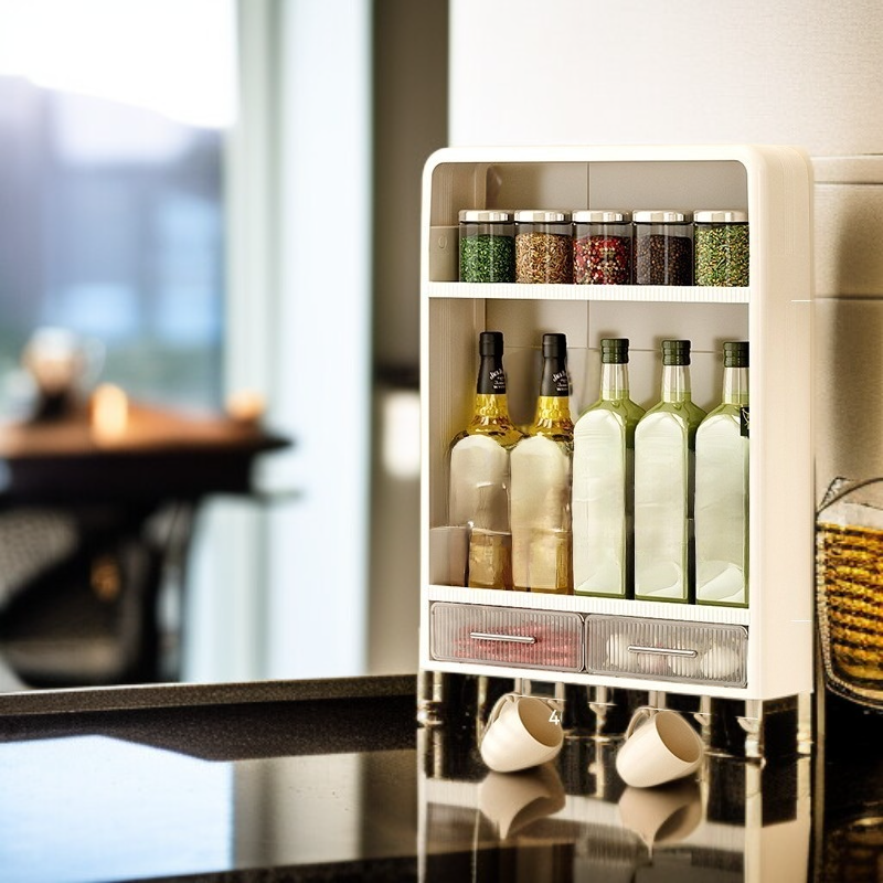 No-punch Wall-mounted Kitchen Seasoning Storage Box Multi-purpose Organizer