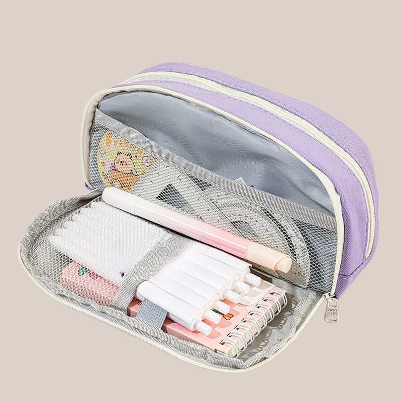 Canvas Pencil Case with Button Closure 