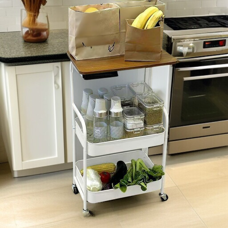 Movable rack for home bedroom living room with pulleys and table trolley simple multi-layer snack st