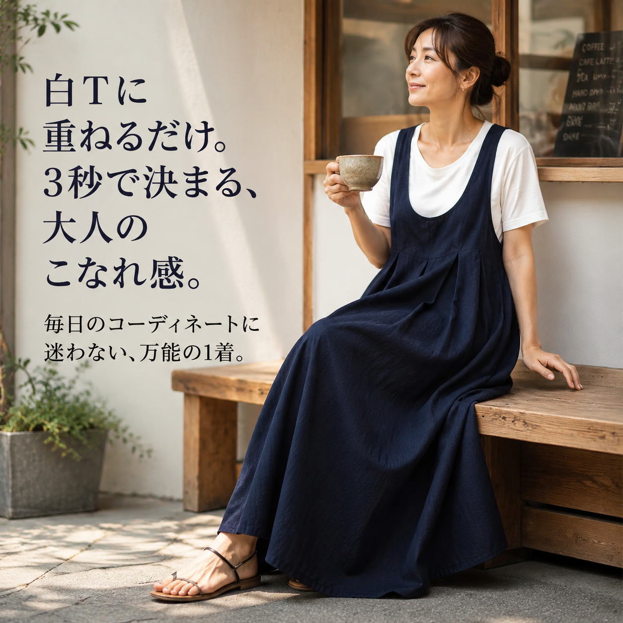 日系カジュアル万能サロペットロングスカート