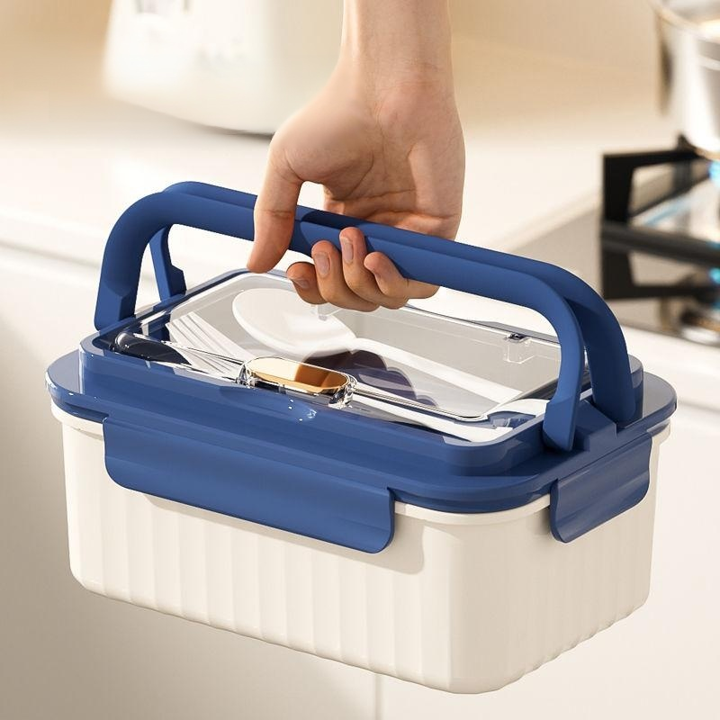 Glass lunch box with lid for storing cutlery