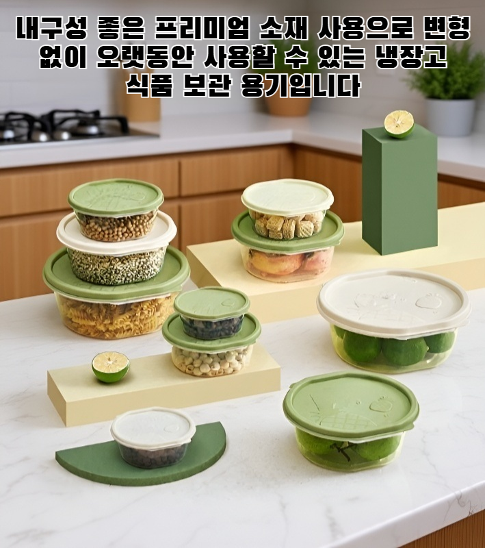 밀폐력이 좋은 대형 투명 냉장고 식품 보관 용기 전면 모습