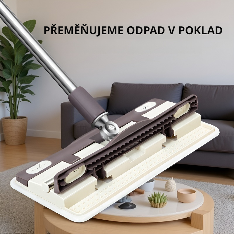 Roztažitelný plochý mop na podlahu, vhodný pro suché i mokré čištění