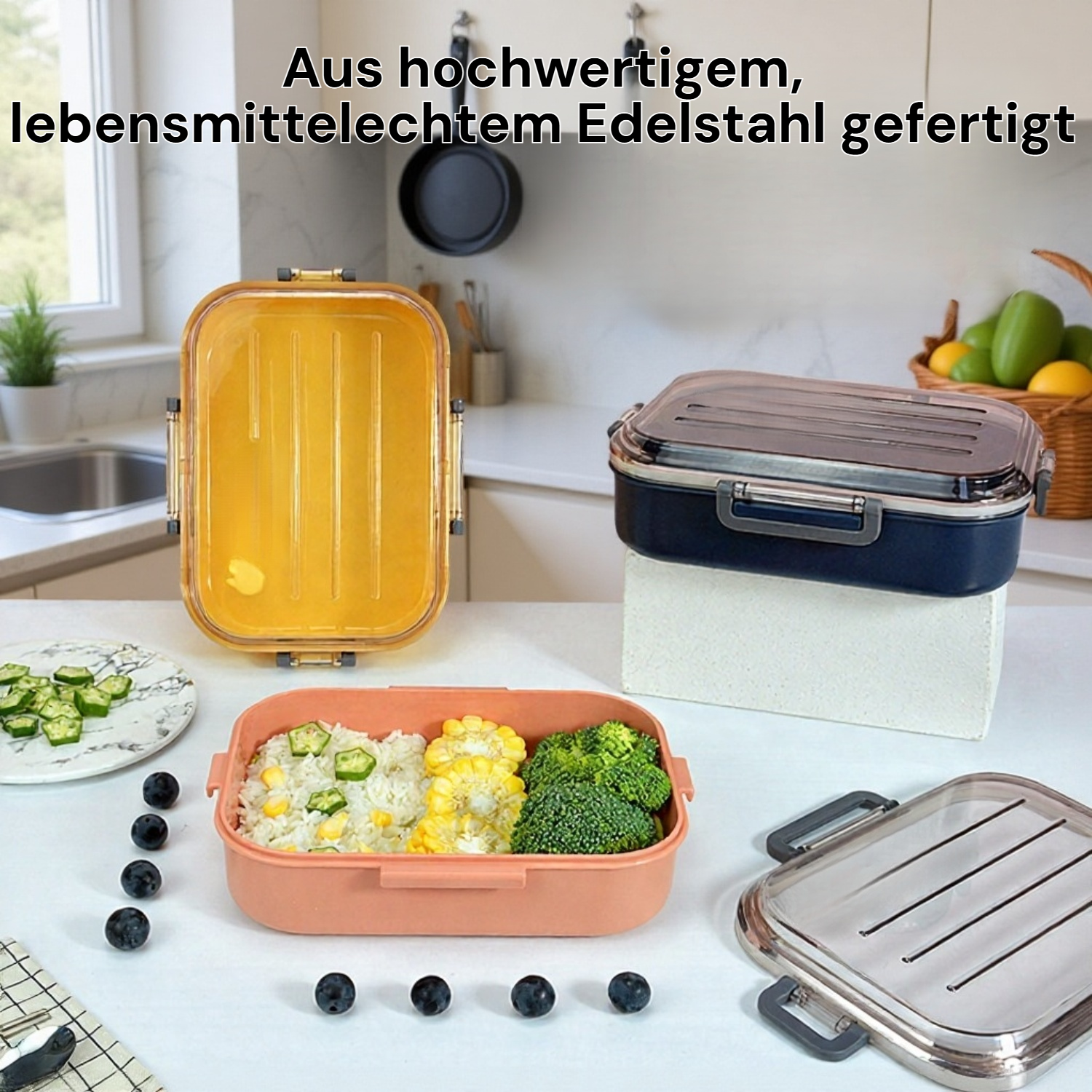 Lunchbox, luftdichte Edelstahl-Lunchbox/Bento-Box für Schüler