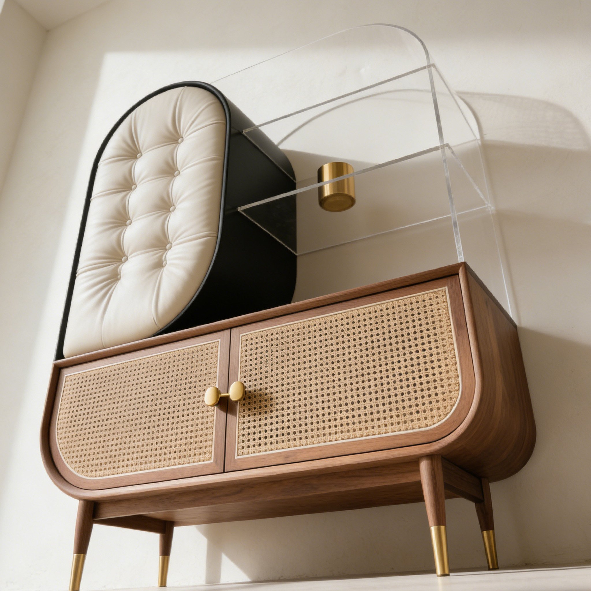 ตู้โชว์ของตกแต่งหวายและอะคริลิค