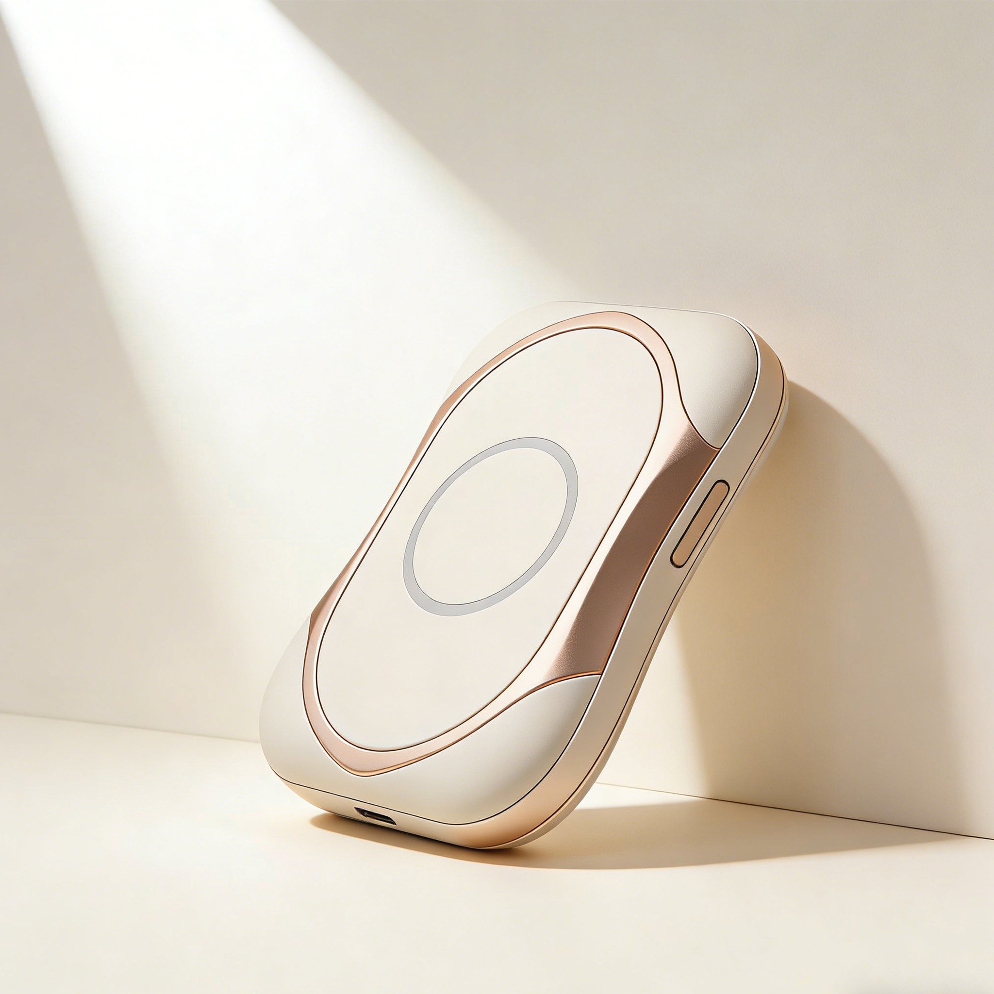 スマートフォンをワイヤレスで充電中のモバイルバッテリー