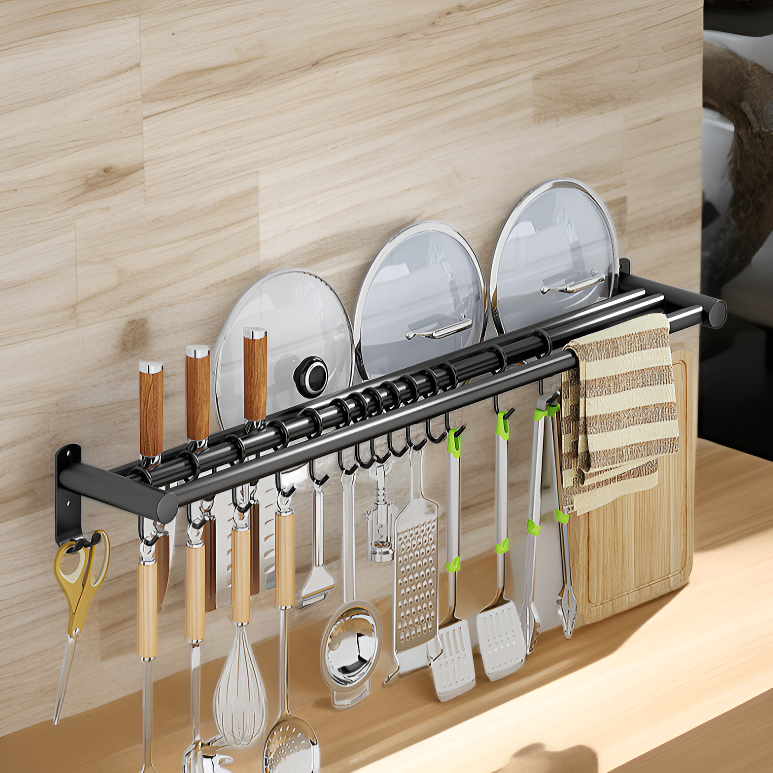 벽에 부착하는 스테인리스 스틸 재질의 드릴 작업이 필요 없는 주방 수납 선반