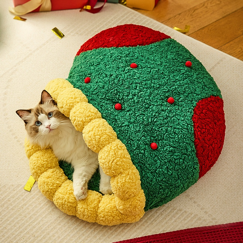 クリスマス猫用ベッド ふわふわ快眠ハウス
