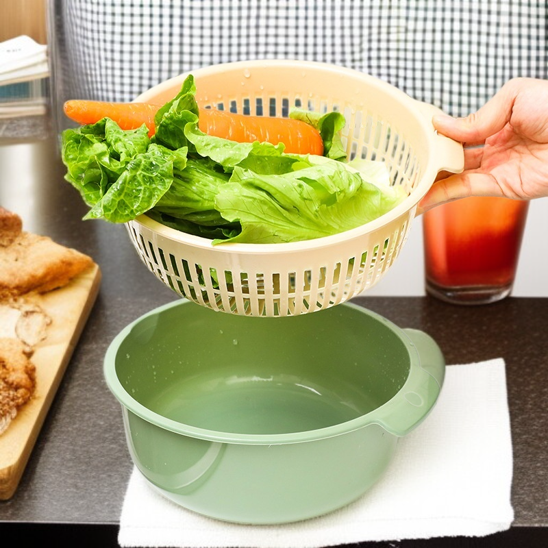  이중 배수구 주방 싱크 과일 보관 바구니