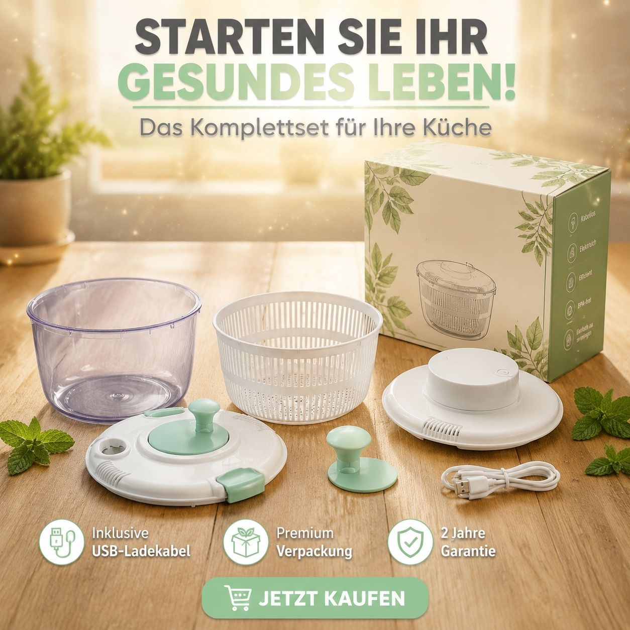 Elektrische Touch-Gemüseschleuder mit großem Volumen und schneller Reinigung