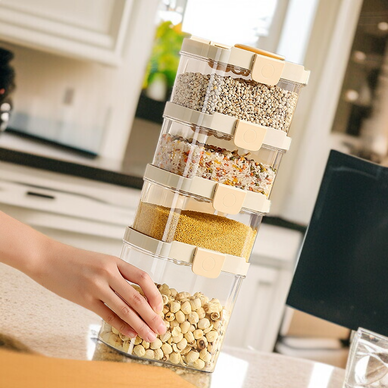 가정용 방습 주방 수납 탱크 오곡 잡곡 수납 탱크 오픈 신축 실리콘 밀폐 잡곡 수납 탱크