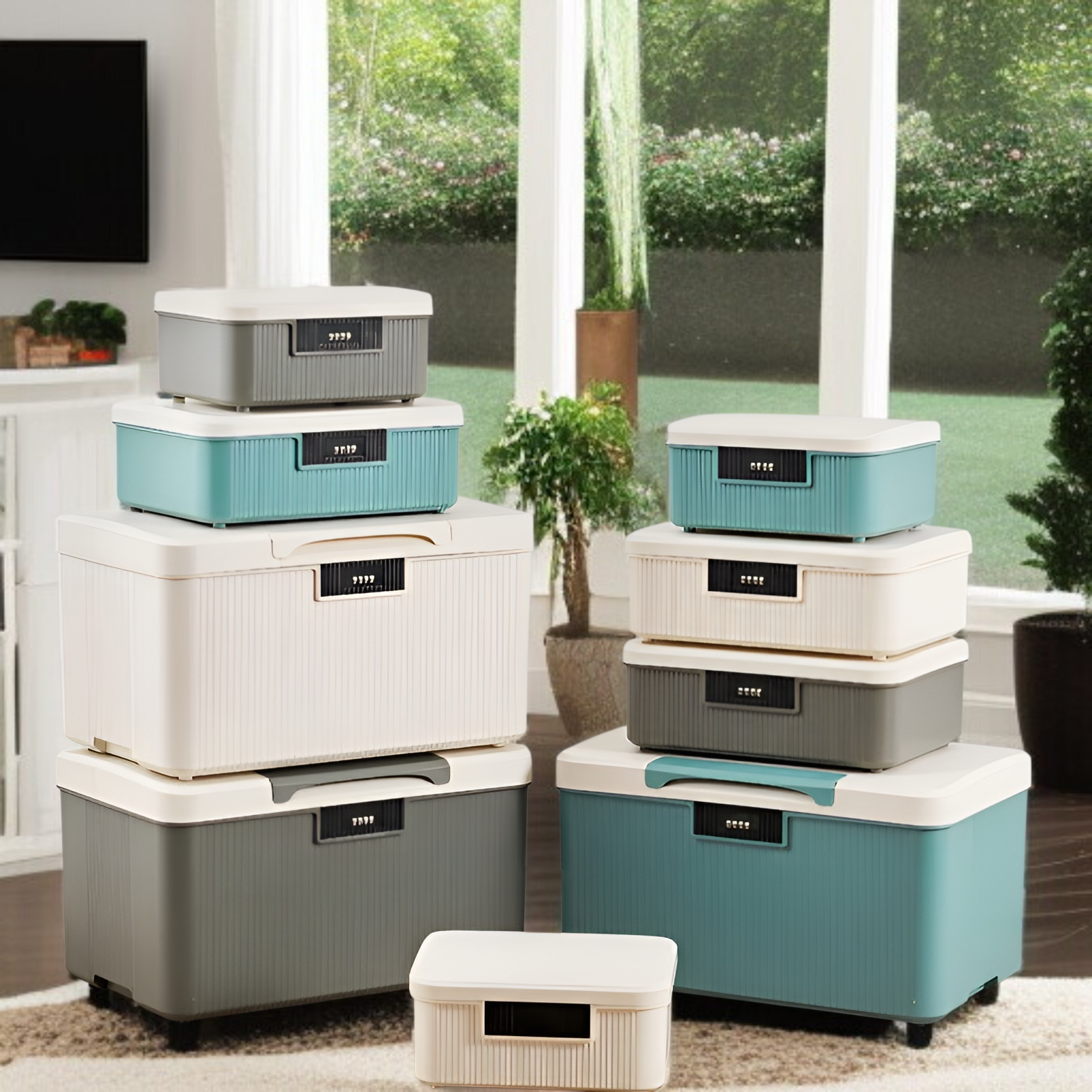 金庫 家庭用 小型 ダイヤル式 コンビネーションロック 収納ボックス 大容量2段式 9L 16L 38L ミニ金庫 プラスチック製 貯金箱 キャッシュ・重要書類・銀行カード 貴重品入れ