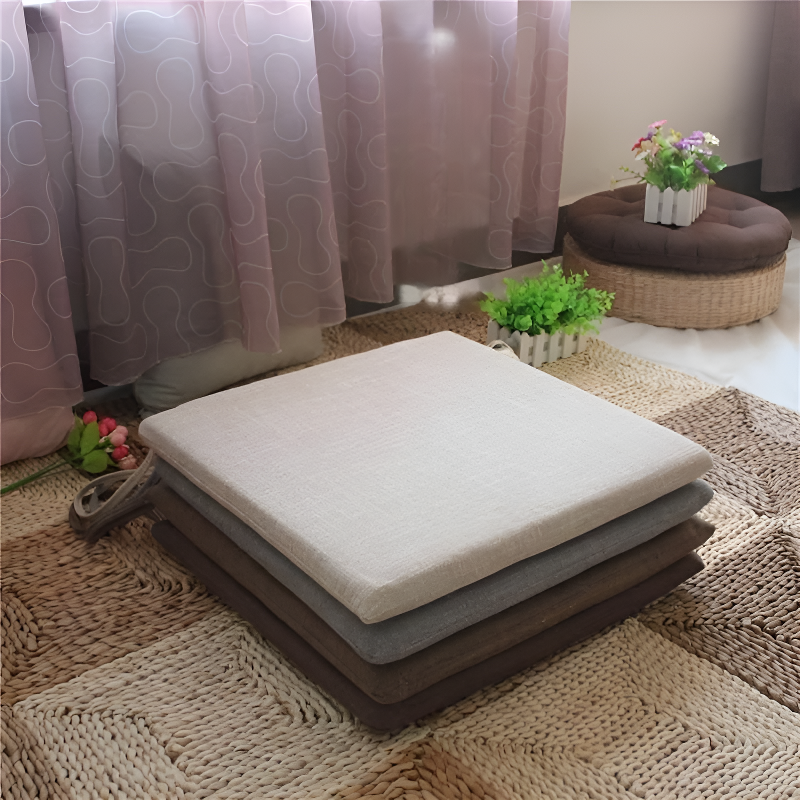 Thickened Breathable Removable Linen Chair Seat Cushion