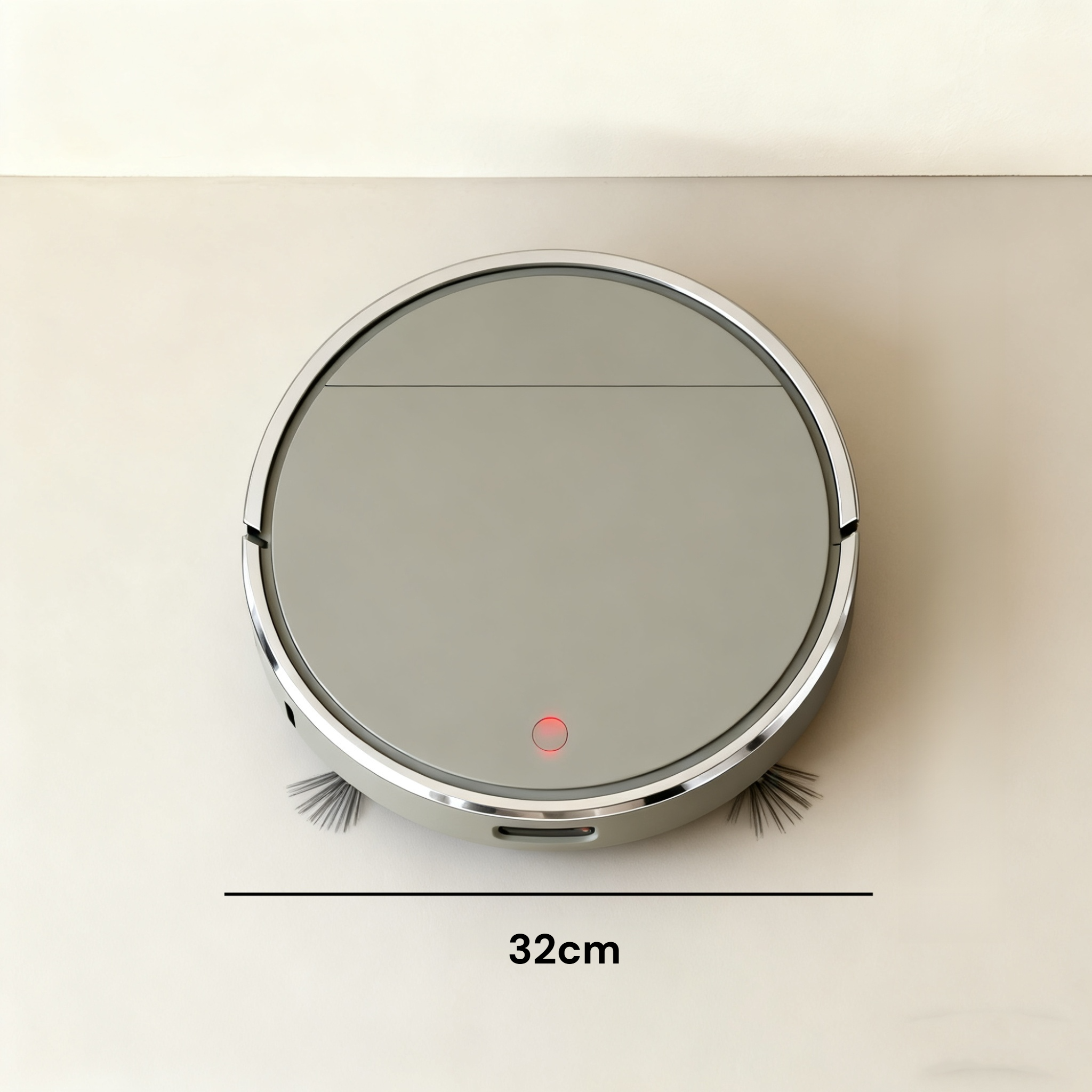 リビングで静かに動作するスマート掃除ロボット