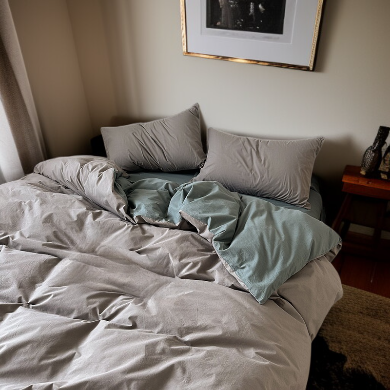 シンプルな無地の4点寝具セット
