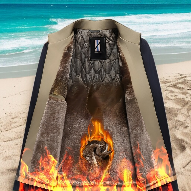 남자 중장년 기모 재킷 그래핀 면 차이나 코트 편안한 추동복 보온 재킷