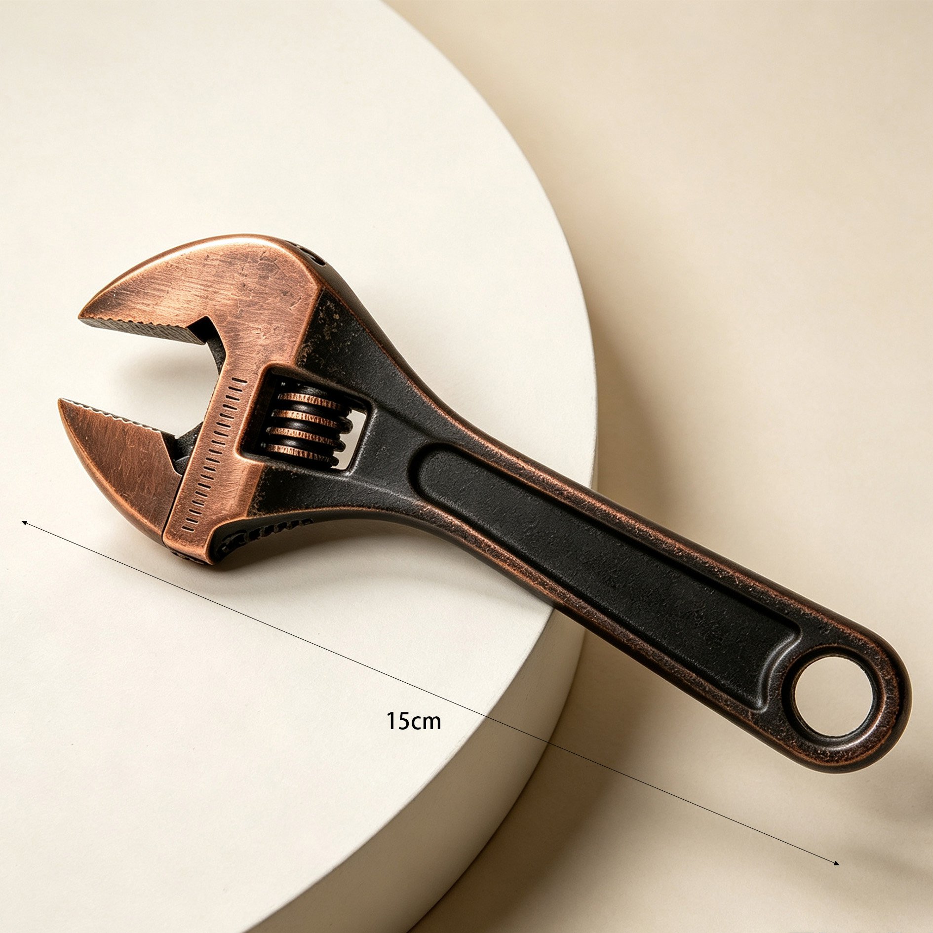 Side view of black adjustable wrench for collectors