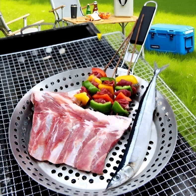 휴대용 접이식 손잡이 바베큐 그릴 판