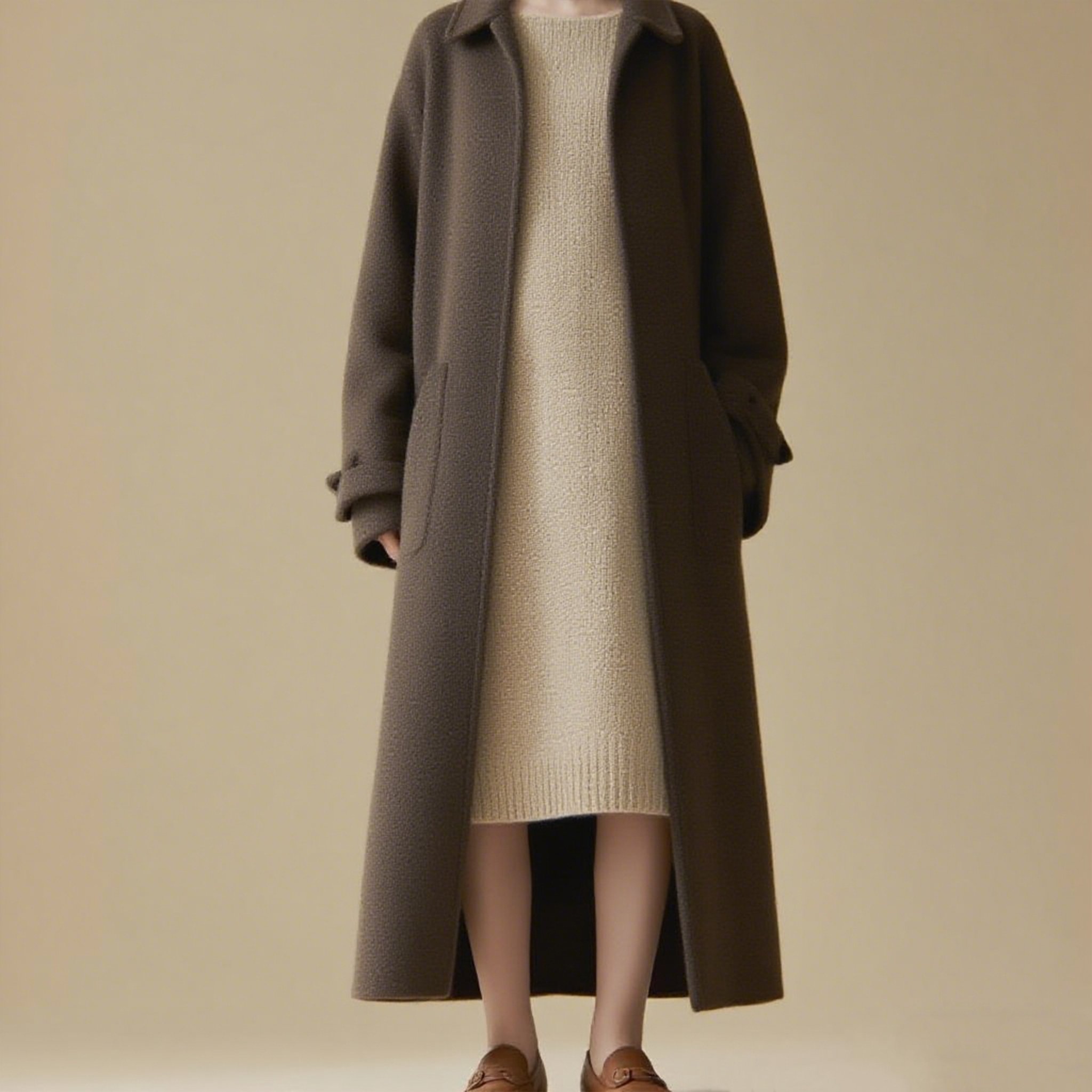 다크 브라운 울 롱코트