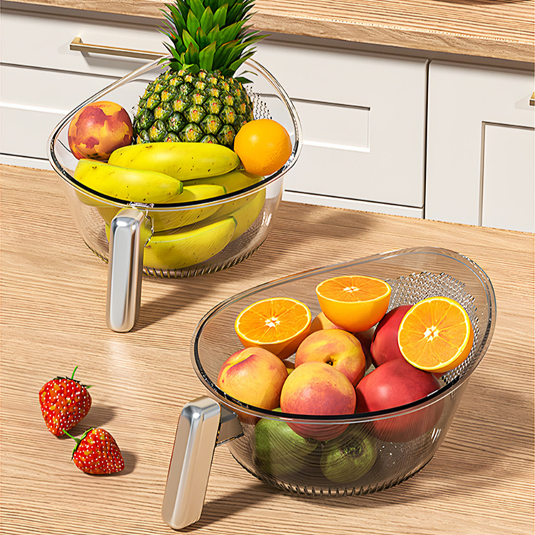 Multi-functional Rice Washing and Vegetable Strainer Bowl with Handle