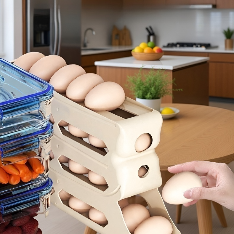 Automatic egg rolling egg storage box for refrigerator side door