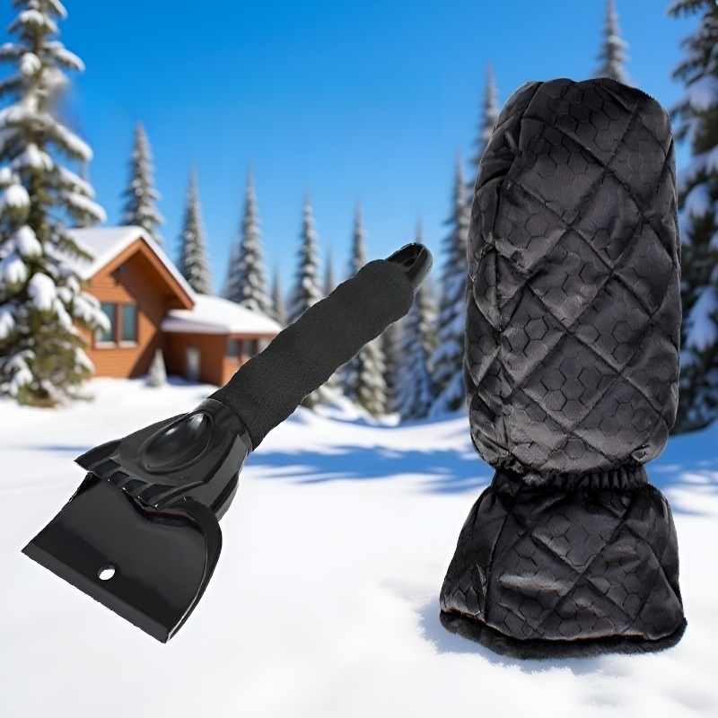 Car warm gloves and snow shovel