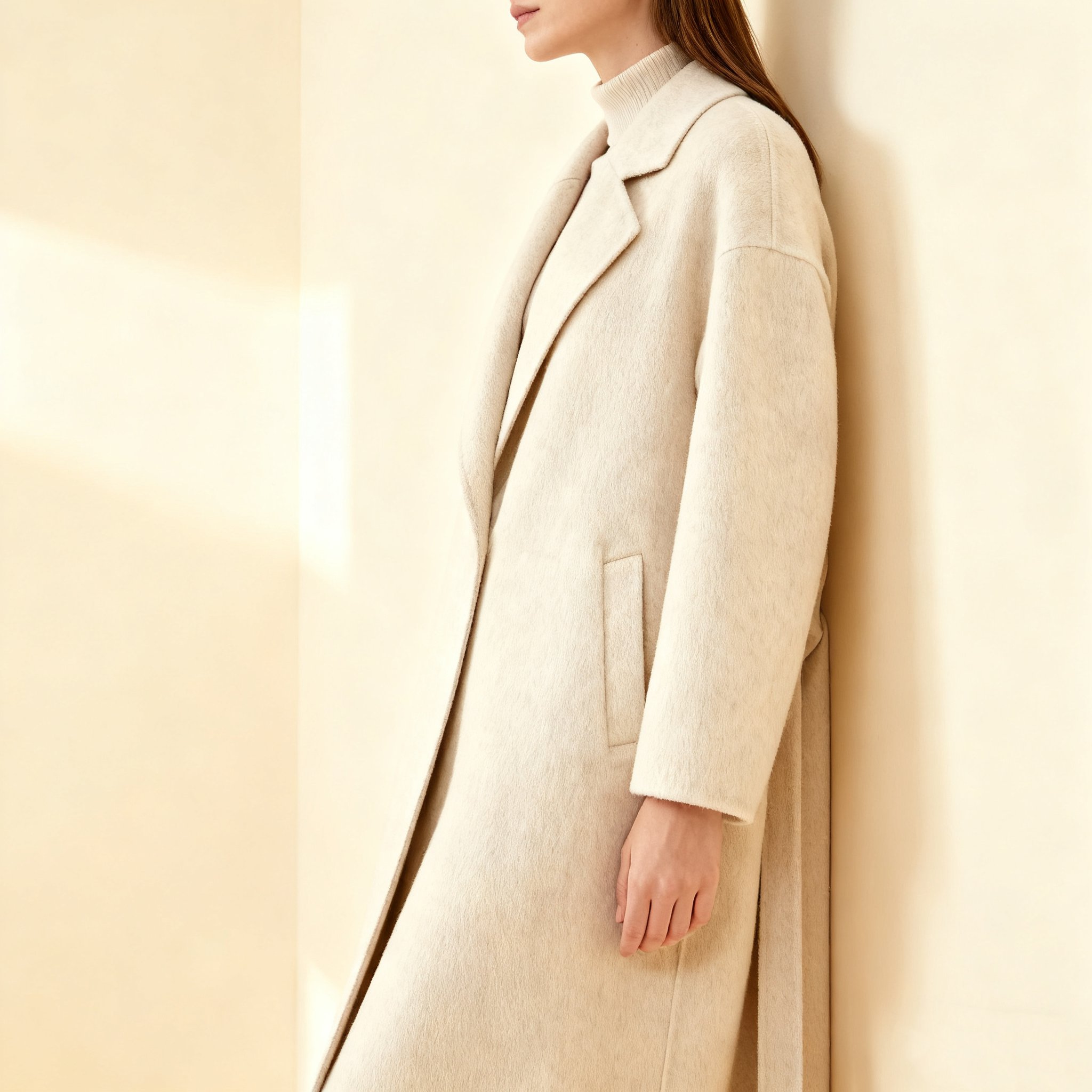 미백색 롱 코트