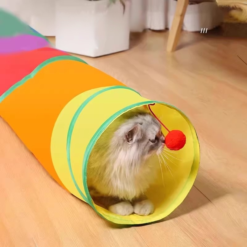 무지개색 고양이 놀이 터널