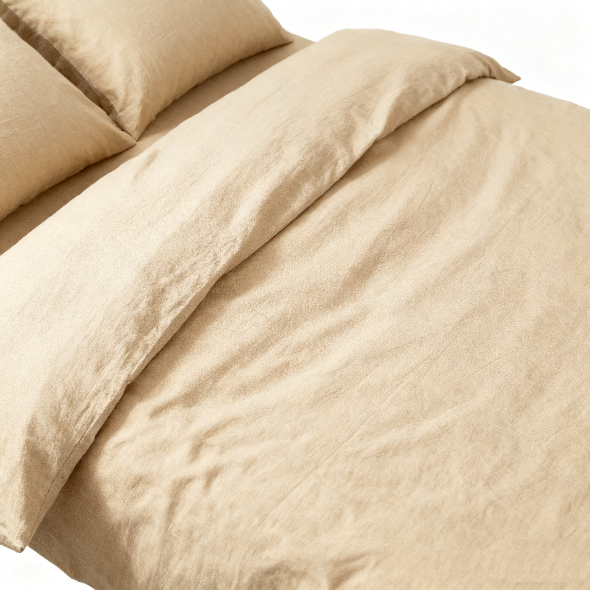 Čtyřdílná sada ložního prádla z čisté bavlny, světlá khaki, 1,8x2 m