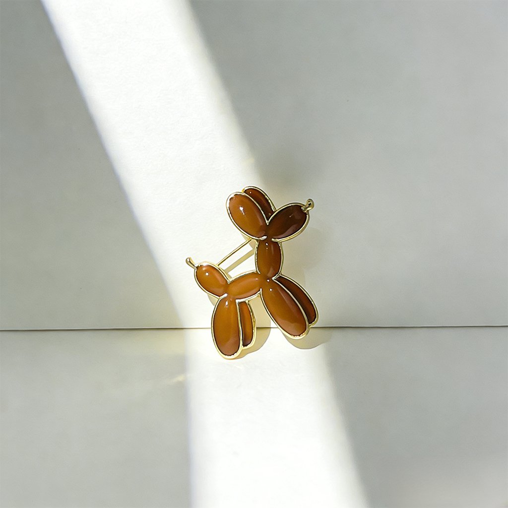 Retro dog brooch pin on jacket