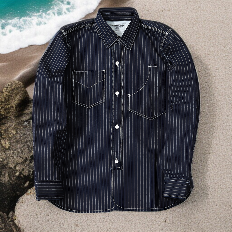 インディゴウエスタンシャツ、ストライプシャツ、アメリカーナデニムワークシャツ