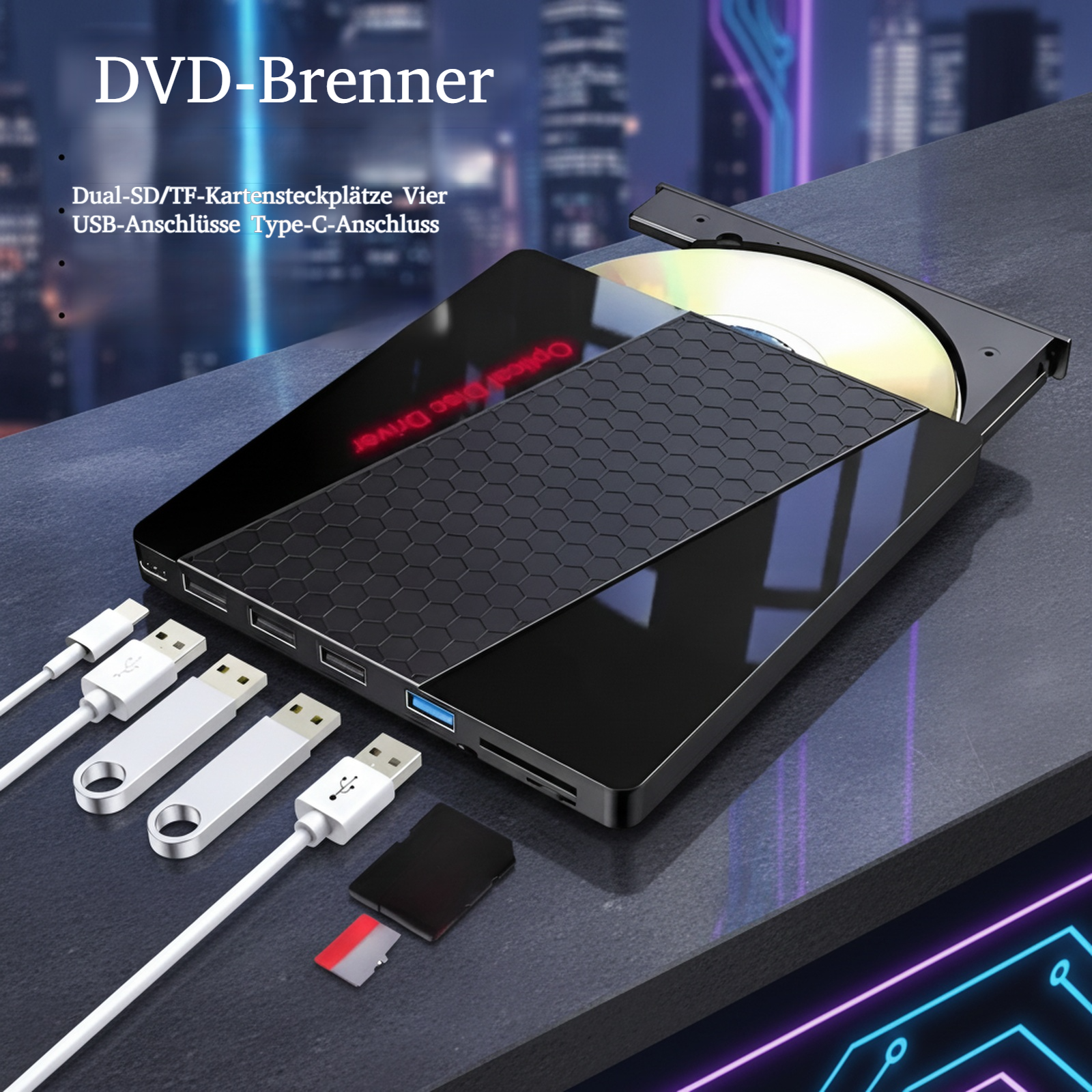 Multifunktionales USB-Laufwerk für PC und Laptop