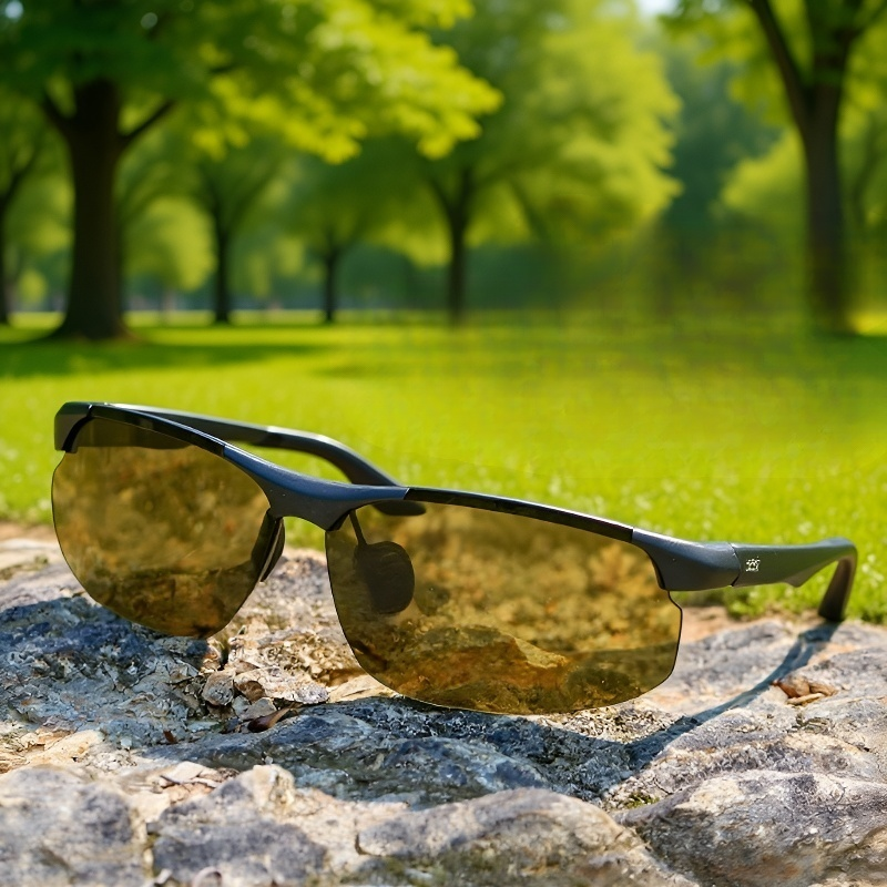 軽量ハーフフレームスポーツサングラスの側面デザイン