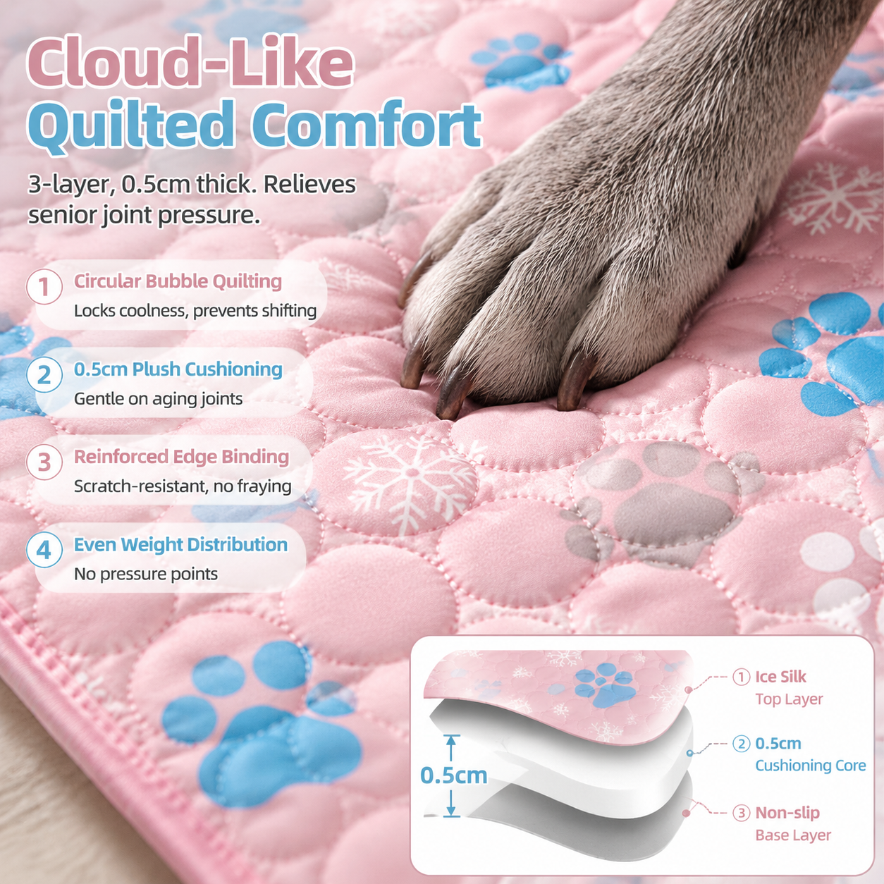 Summer Pet Cooling Mat Non-Slip Breathable for Cats and Dogs