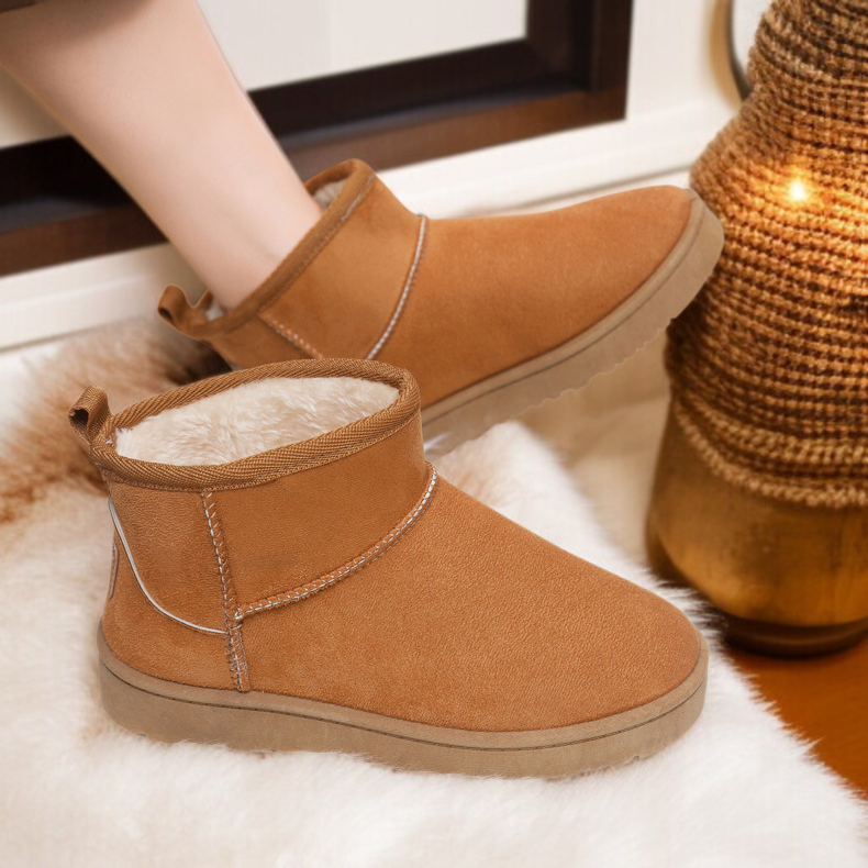 여성 겨울 융털 도톰한 스노우 부츠 통굽 여성 겨울 부츠