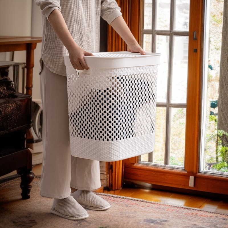 Koupelnový koš na špinavé prádlo z ratanu, úložný koš