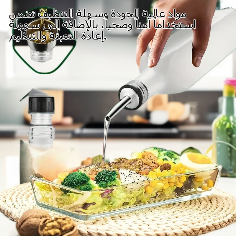 مجموعة موزعات زيت الزيتون والخل بتصميم أبيض وأسود، لتخزين التوابل في المطبخ، سعة 17 أونصة