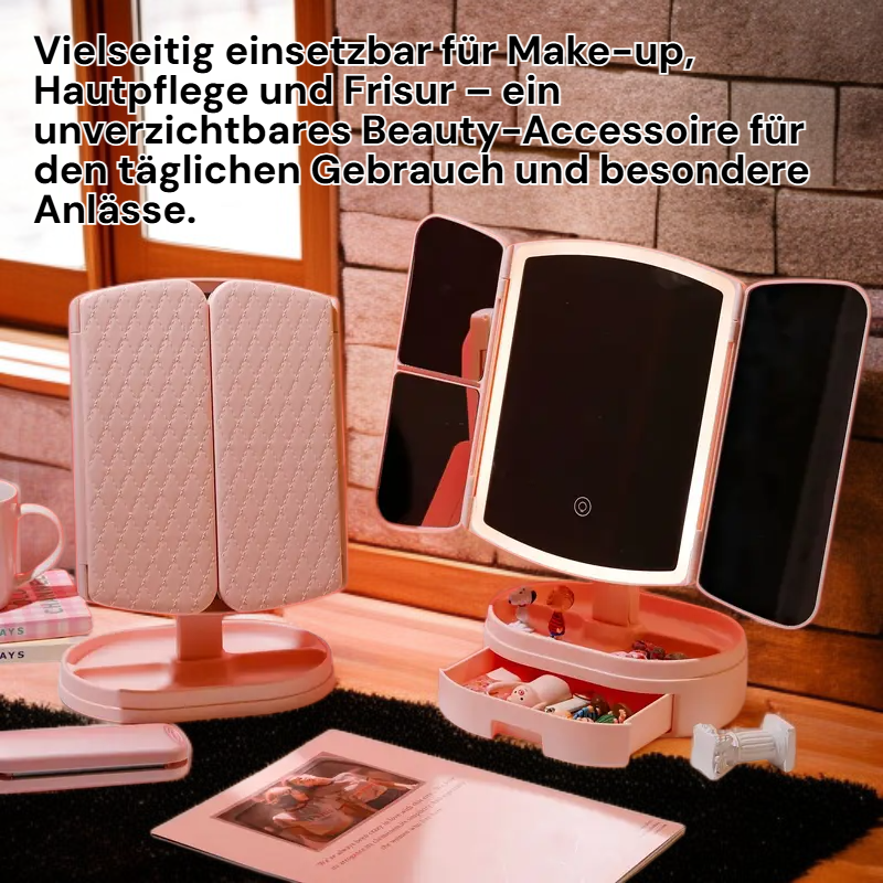 Aufbewahrungsständer mit Touchscreen-Schönheitsspiegel, perfekte Geschenkidee für Damen