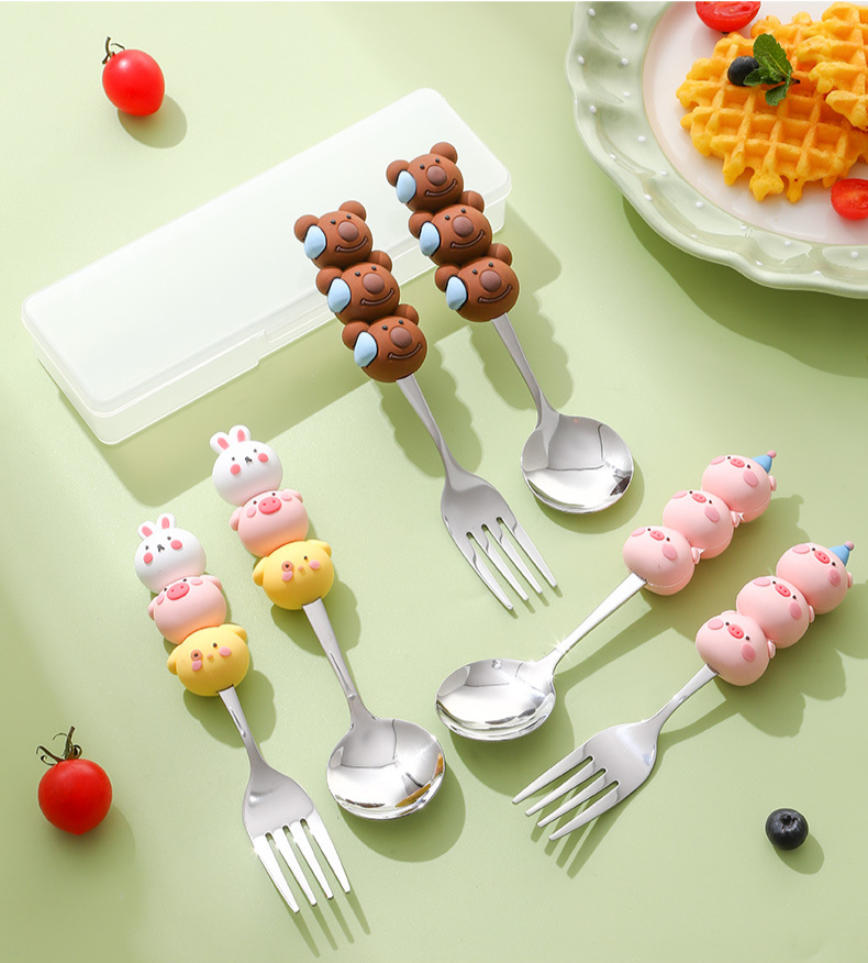 304ステンレス鋼の子供用スプーンとフォークセット