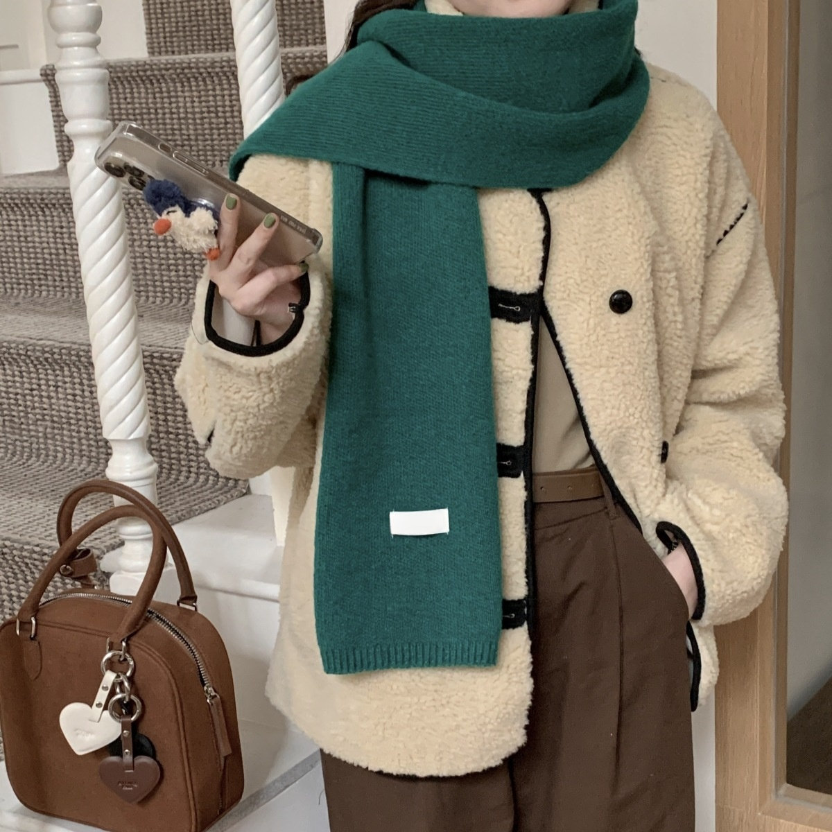 Damen Winter Warmer Strickschal Weicher Basic Schal Modischer Studentenschal für Paare
