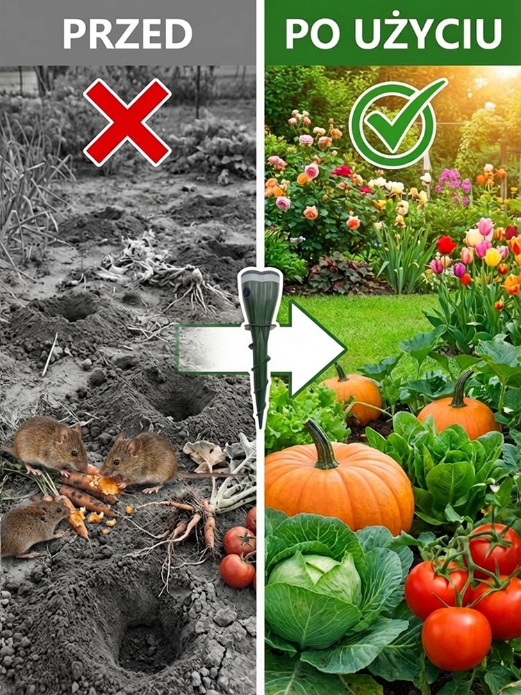 【Z migającym światłem】Solarny odstraszacz gryzoni