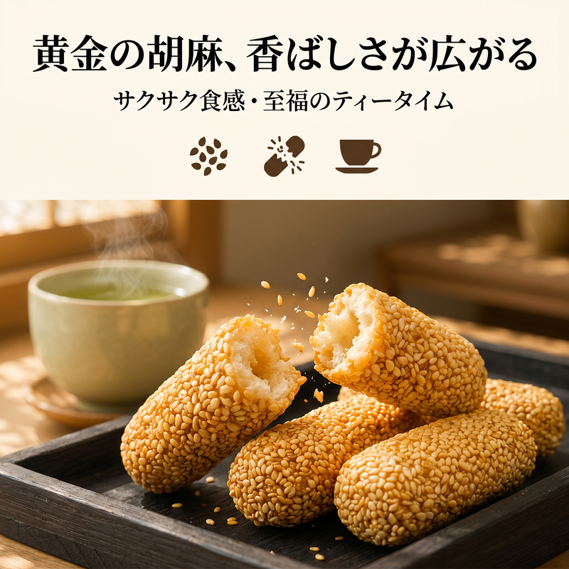 ごまの香りとピーナッツフィリングのサクサクスナック